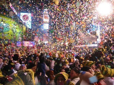 La víspera de Año Nuevo en Times Square, Nueva York se prepara